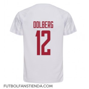 Dinamarca Kasper Dolberg #12 Segunda Equipación Mundial 2022 Manga Corta